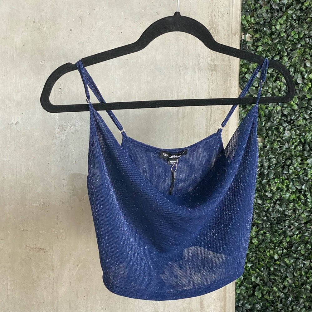 Navy Sparkly Going Out Top